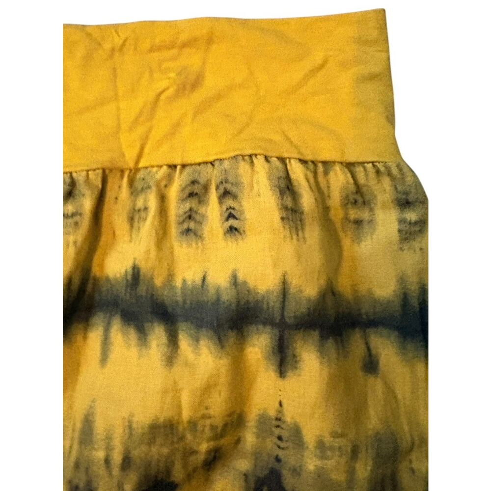 Bryn Walker Linen Maxi Skirt Yellow Black Tie Dye Womens M Beach Lagenlook - Picture 5 of 11